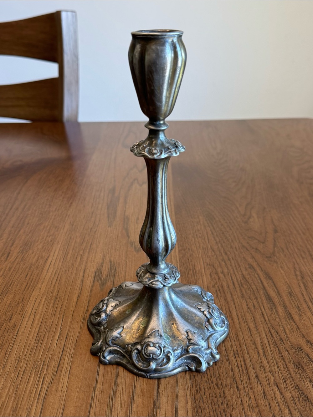 Pairpoint Antique Quadruple-Plated Silver Ornate Metal Baroque Candle Holder